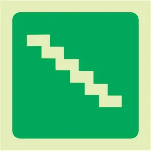 PHOTOLUMINESCENT 190MM SAFETY SIGN -E19-ARROW LEFT+STAIRS GOING U+RUNNING MAN — Progress Office Furniture Durban
