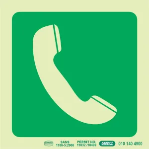 PHOTOLUMINESCENT 190MM SAFETY SIGN -E20-TELEPHONE — Progress Office Furniture Durban
