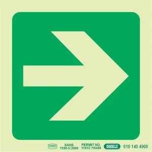 PHOTOLUMINESCENT 190MM SAFETY SIGN -E21-ARROW RIGHT — Progress Office Furniture Durban