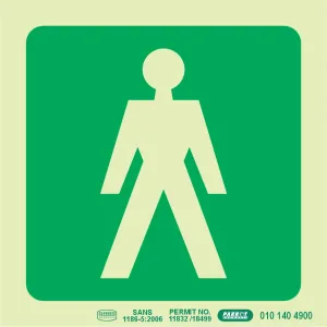 PHOTOLUMINESCENT 190MM SAFETY SIGN -E26-MALE SYMBOL — Progress Office Furniture Durban