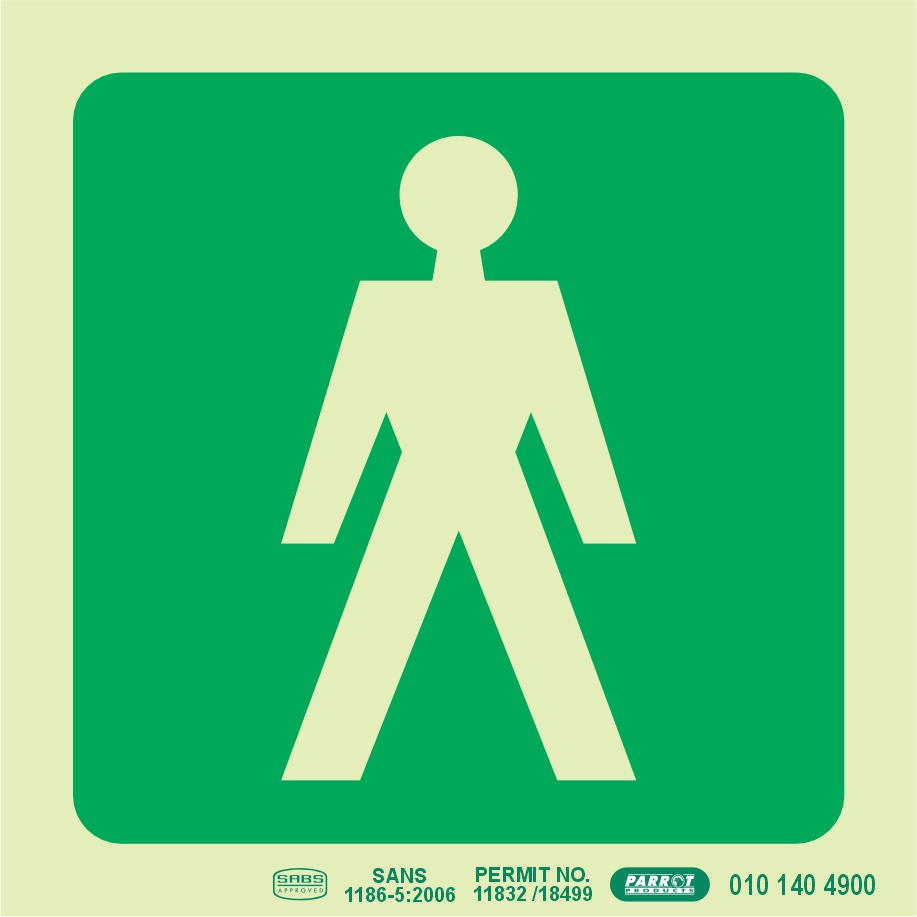 autop_SNP19E26 PHOTOLUMINESCENT 190MM SAFETY SIGN -E26-MALE SYMBOL — Progress Office Furniture Durban