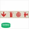PHOTOLUMINESCENT 190MM SAFETY SIGN- F1 - Arrow Down + Fire Extinguisher + Fire Hose Reel + Fire Hyd — Progress Office Furniture Durban