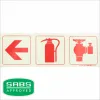 PHOTOLUMINESCENT 190MM SAFETY SIGN - F11-ARROW LEFT+FIRE EXTINGHUISHER+FIRE HYDRANT — Progress Office Furniture Durban