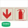 PHOTOLUMINESCENT 190MM SAFETY SIGN - F13-ARROW DOWN+FIRE EXTINGUISHER — Progress Office Furniture Durban