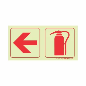 PHOTOLUMINESCENT 190MM SAFETY SIGN - F16-ARROW LEFT+FIRE EXTINGUISHER — Progress Office Furniture Durban