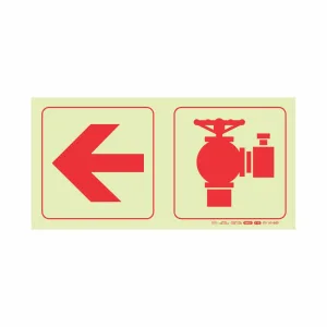 PHOTOLUMINESCENT 190MM SAFETY SIGN - F18-ARROW LEFT+FIRE HYDRANT — Progress Office Furniture Durban