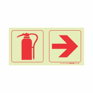 PHOTOLUMINESCENT 190MM SAFETY SIGN - F19-FIRE EXTINGUISHER+ARROW RIGHT — Progress Office Furniture Durban