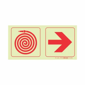 PHOTOLUMINESCENT 190MM SAFETY SIGN - F20-FIRE HOSE REEL+ARROW RIGHT — Progress Office Furniture Durban