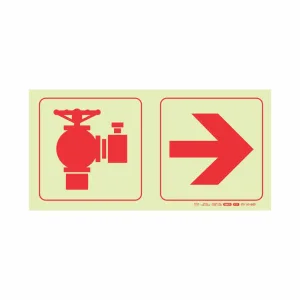 PHOTOLUMINESCENT 190MM SAFETY SIGN - FIRE HYDRANT+AROW RIGHT — Progress Office Furniture Durban