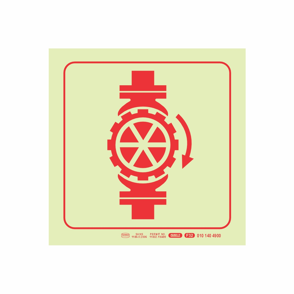 autop_SNP19F32 PHOTOLUMINESCENT 190MM SAFETY SIGN - F32-SPRINKLER STOP VALVE — Progress Office Furniture Durban