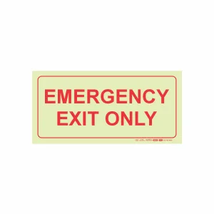 PHOTOLUMINESCENT 190MM SAFETY SIGN - F41-EMERGENCY EXIT ONLY — Progress Office Furniture Durban