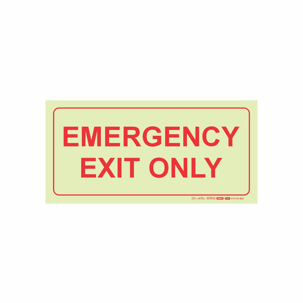 autop_SNP19F41 PHOTOLUMINESCENT 190MM SAFETY SIGN - F41-EMERGENCY EXIT ONLY — Progress Office Furniture Durban