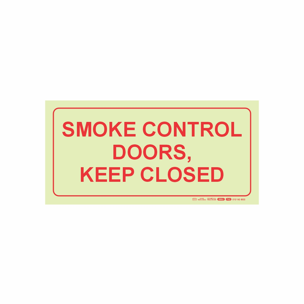 autop_SNP19F42 PHOTOLUMINESCENT 190MM SAFETY SIGN - F42-SMOKE CONTROL DOORS. KEEP CLOSED — Progress Office Furniture Durban