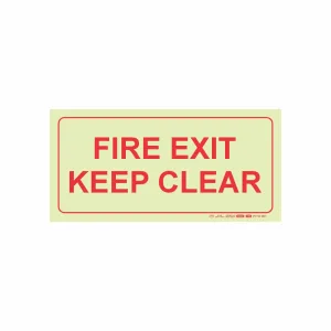 PHOTOLUMINESCENT 190MM SAFETY SIGN - F45-FIRE EXIT KEEP CLEAR — Progress Office Furniture Durban