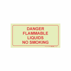 PHOTOLUMINESCENT 190MM SAFETY SIGN - F46-DANGER FLAMMABLE LIQUIDS NO SMOKING — Progress Office Furniture Durban