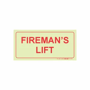 PHOTOLUMINESCENT 190MM SAFETY SIGN - F47-FIREMANS LIFT 1 PHOTOLUMINESCENT 190MM SAFETY SIGN - F47-FIREMANS LIFT — Progress Office Furniture Durban