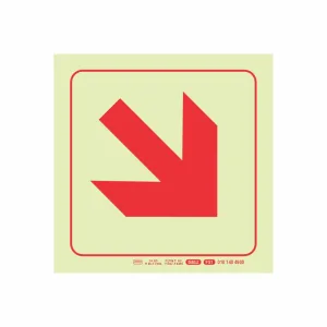 PHOTOLUMINESCENT 190MM SAFETY SIGN - F51-DIAGONAL ARROW DOWN AND RIGHT — Progress Office Furniture Durban