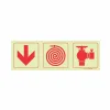PHOTOLUMINESCENT 190MM SAFETY SIGN - F7-ARROW DOWN+FIRE HOSE REEL+FIRE HYDRANT — Progress Office Furniture Durban