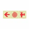 PHOTOLUMINESCENT 190MM SAFETY SIGN - F8-ARROW LEFT+FIRE HOSE REEL+FIRE HYDRANT — Progress Office Furniture Durban