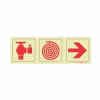 PHOTOLUMINESCENT 190MM SAFETY SIGN - F9-FIRE HYDRANT+FIRE HOSE REEL+ARROW RIGHT — Progress Office Furniture Durban