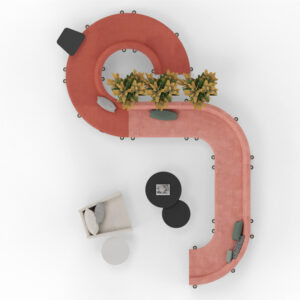 Rocket Wave outward curve sofa - Full back. VULCAN 4 Entrawood COC739002-001