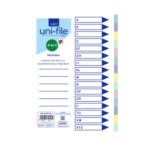 Marlin File Index Board A4 A-z 16 Division Pastel Asst