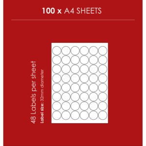 Redfern Label Laser White 48up 32mm Diameter 100’s 1 Redfern Label Laser White 48up 32mm Diameter 100’s