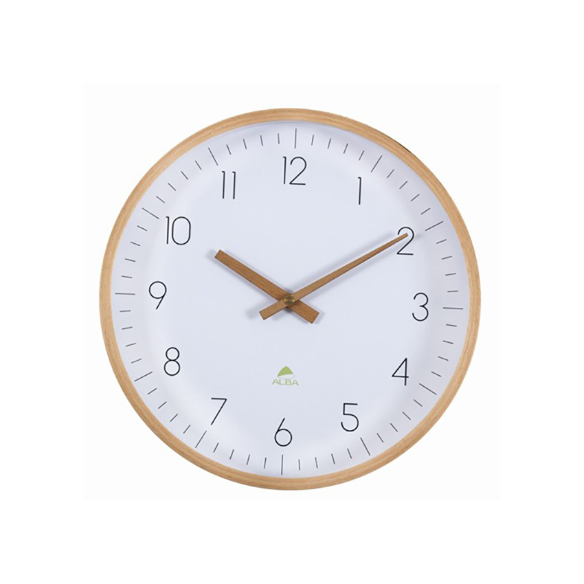1616020007-ALB009-1.jpg ALBA WALL CLOCK 30CM WHITE WITH WOODEN FRAME