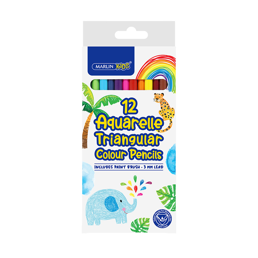 1919160038-MAR-036D-1.jpg Marlin Colour Pencil Watercolour Kids Aqua 12’s + Brush