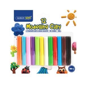 Marlin Modelling Clay Kids 180g 12 Colour Neon & Std Mix