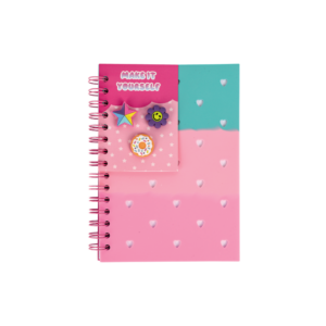 Colour Me Notebook A5 80pg Side Spiral Silicone Cover + Charms Pink