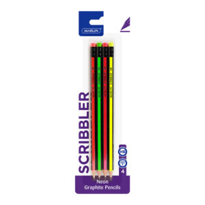 Marlin Pencil Rubber Tip Scribbler Neon Hb Crd 4