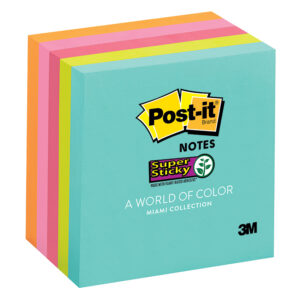 3M Notes 76×76 Post-it Super Sticky Miami 5pk