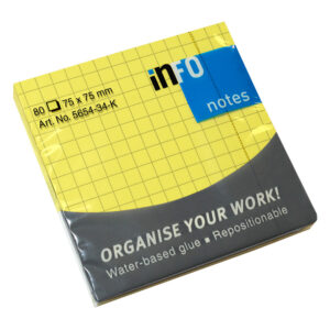 Info Notes Checked 75×75 Info 80 Sht Bright Yellow