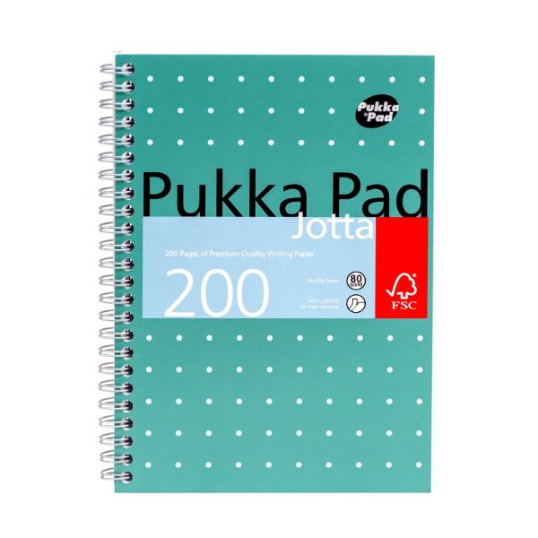 303210047-JM021-1.jpg Pukka Metallic Notepad A5 Soft Cover 200pg Side Spiral Jotta Green