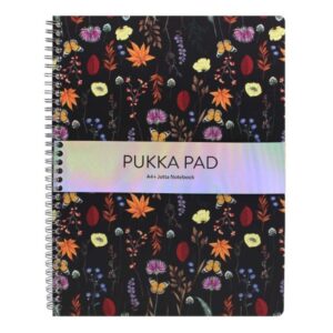 Pukka Bloom Notebook A4+ 160pg Side Spiral Jotta Round Corners Black