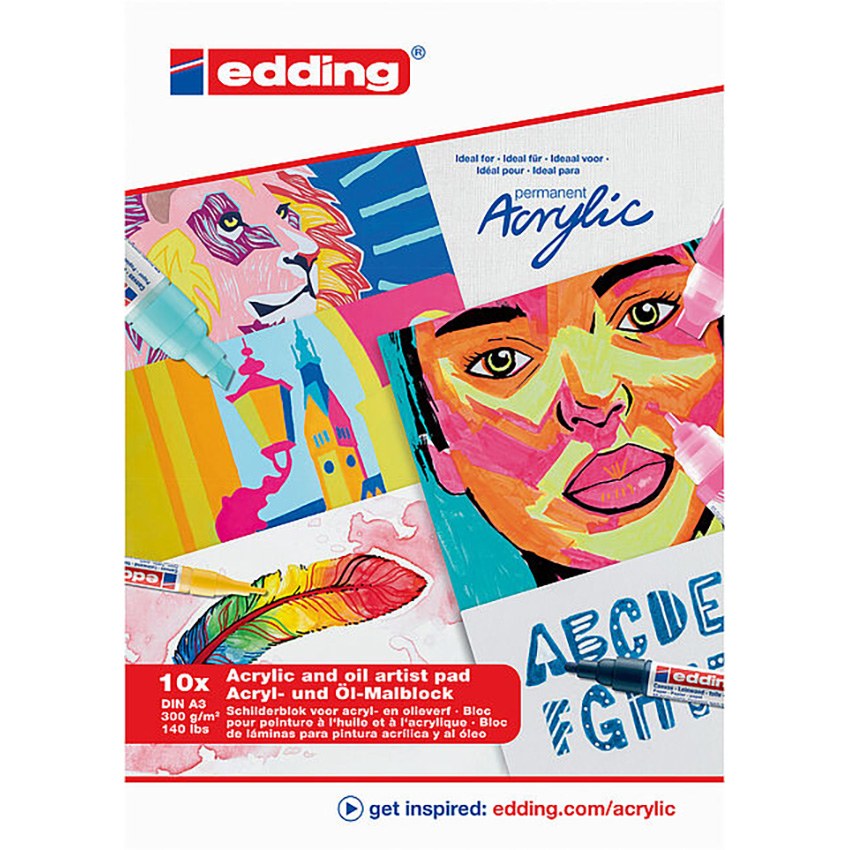 303320004-E4-30010-A3-1.jpg Edding Pad Artist Acrylic / Oil A3 10 Sht 300g