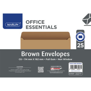 Marlin Env C6 114×162 Brown Gummed 25pk