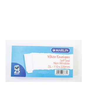 Marlin Env Dl 110×220 White Self Seal 25pk