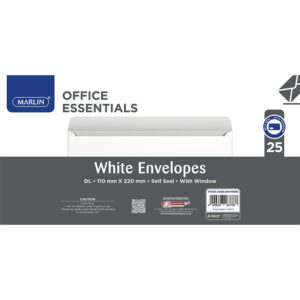 Marlin Env Dl 110×220 White Self Seal Wind 25pk