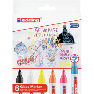 Edding Marker Specialised Glass Bullet M Asst Wlt 6