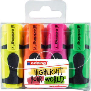 Edding Highlighter E7 Mini Asst Wlt 4