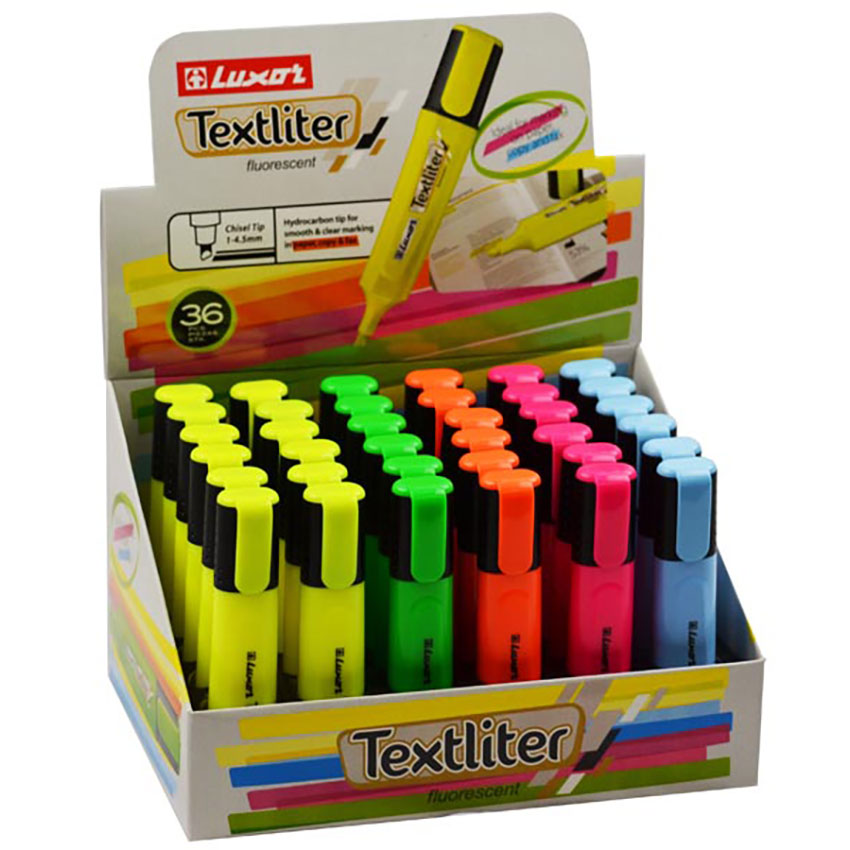 LUX-4010_36PPDU-1.jpg Luxor Highlighter Textliter Asst Dply 36