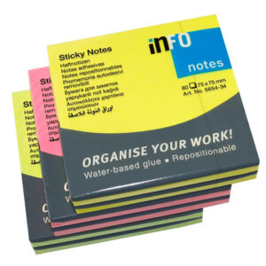 Info Notes 75×75 Info 80 Sht Asst Bright 6pk