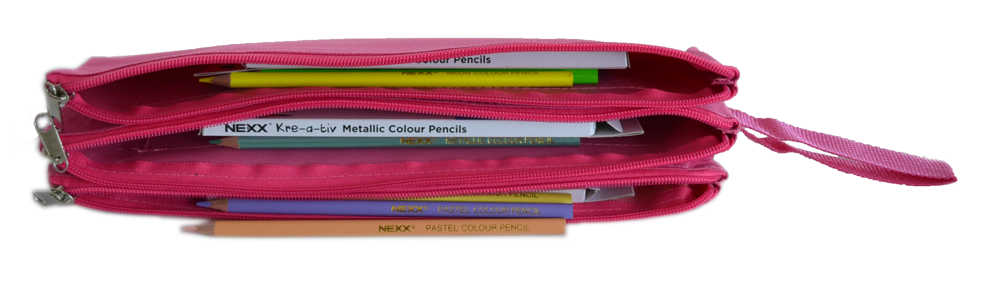 PCL146-1.png Nexx Pencil-bag Fabric 33cm 3 Pocket Light Blue