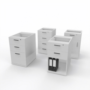 2 DRAW 1 D/F DESK HEIGHT PED WITH WOODEN DRAWERS