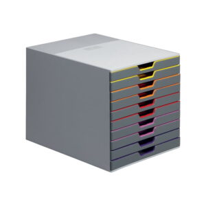 Varicolor 10 Drawer Desktop Storage Box Grey/Multicolour