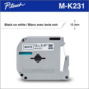 Brother Non Laminated Tape 8m X 12mm Black On White