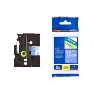 Brother 12mm Blue On White Laminated Tape