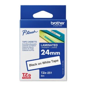 Brother 24mm Black On White Laminated Tape